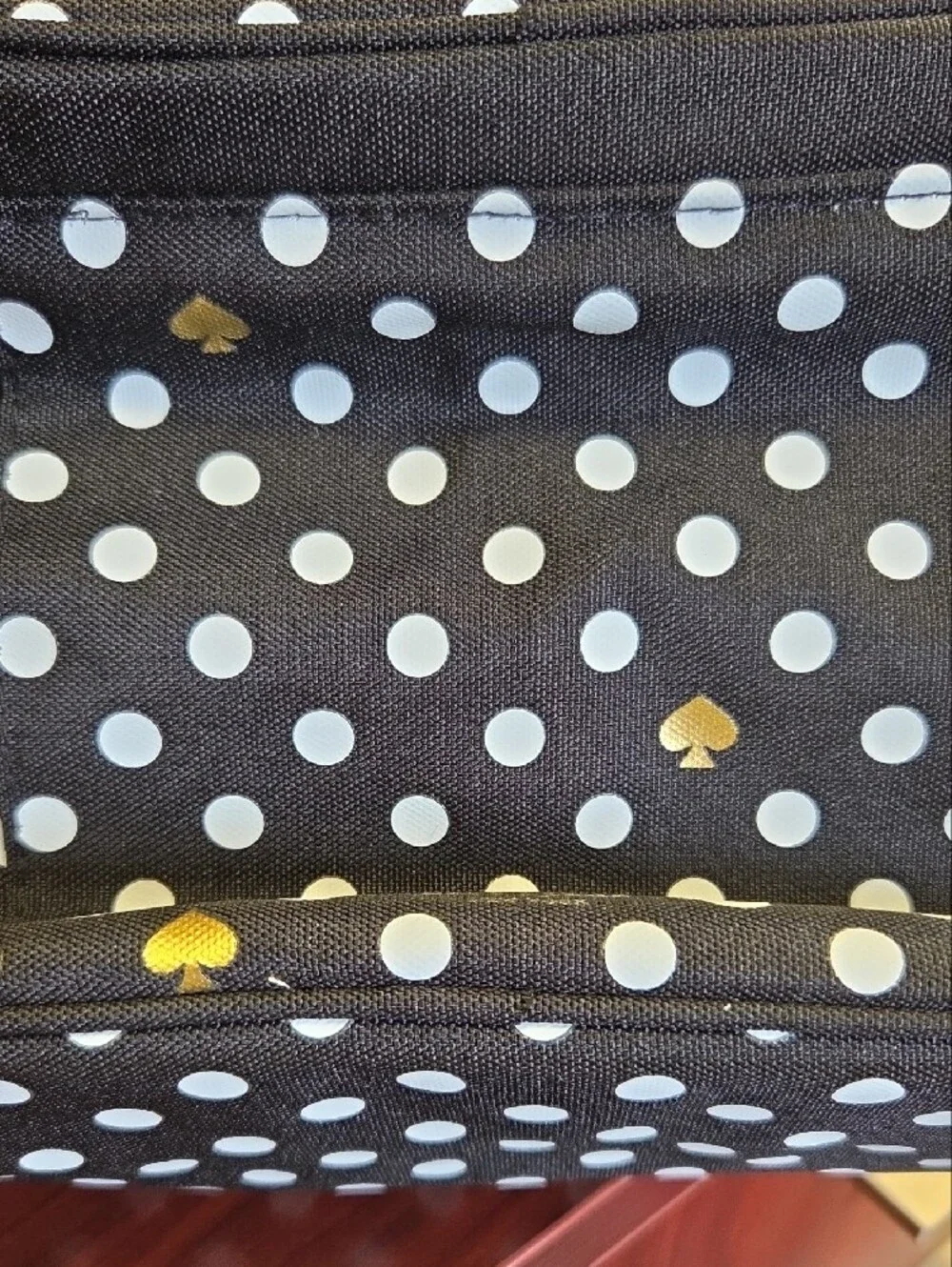 kate spade Black and White Polka Dot Lunch Case with Black Hardware
